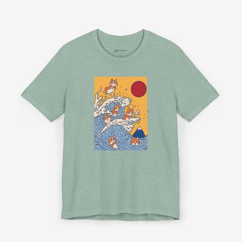 Funny Corgi Shirt for Women - Japanese Art Corgi Lover Tee